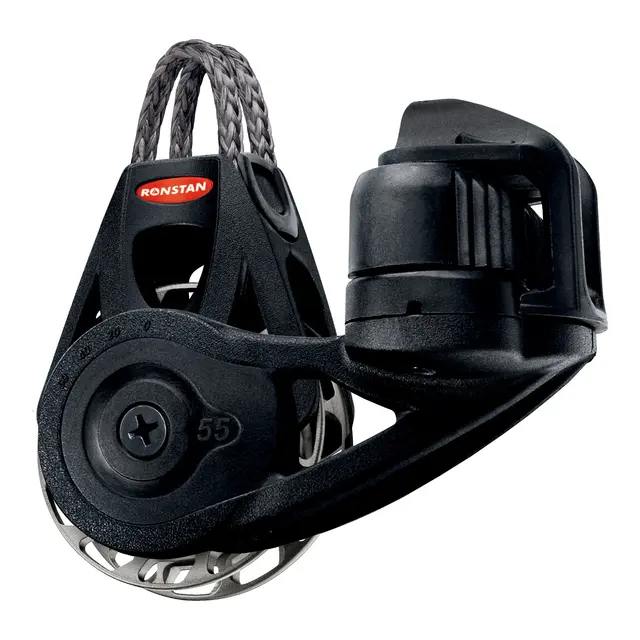 RONSTAN Tikkeblokk Orbit 55 enkel cleat Ø55mm trinse - 10mm tau - man/auto 