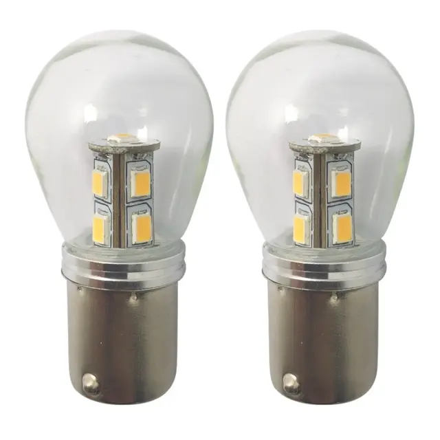 1852M LED Pære m/kuppel 12/24V - 2pk BA15S - Varmhvit - 140 lumen 
