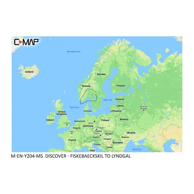 C-MAP Discover elektronisk kart M-EN-Y204-MS: Fiskebäckskil til Lyngdal 
