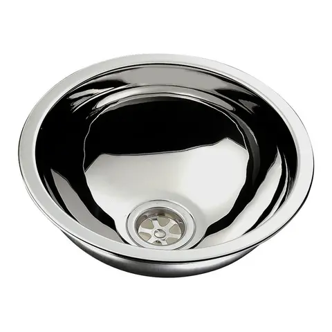 Stålvask, rund/halvkule u/avløp