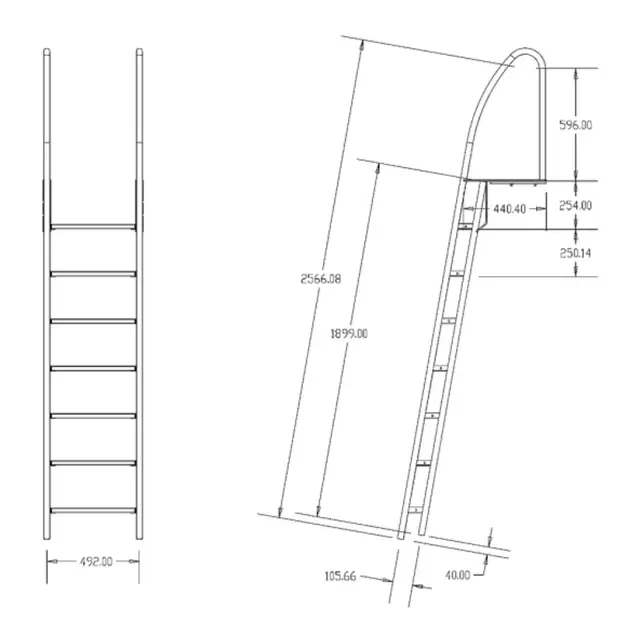 1852M Bryggetrapp rustfritt 304 7 trinn 