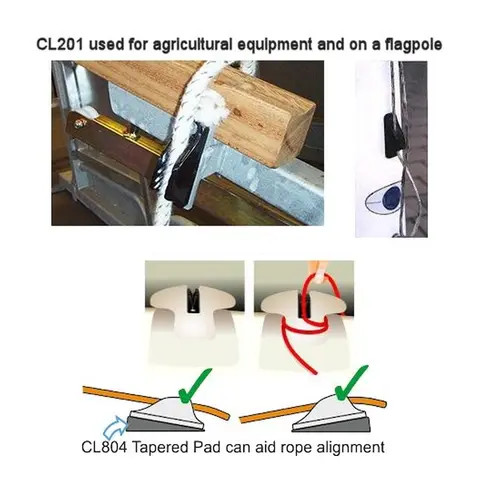 CLAMCLEAT Skjøtelås CL201 vertikal åpen - sort nylon, 6 - 12mm tau 