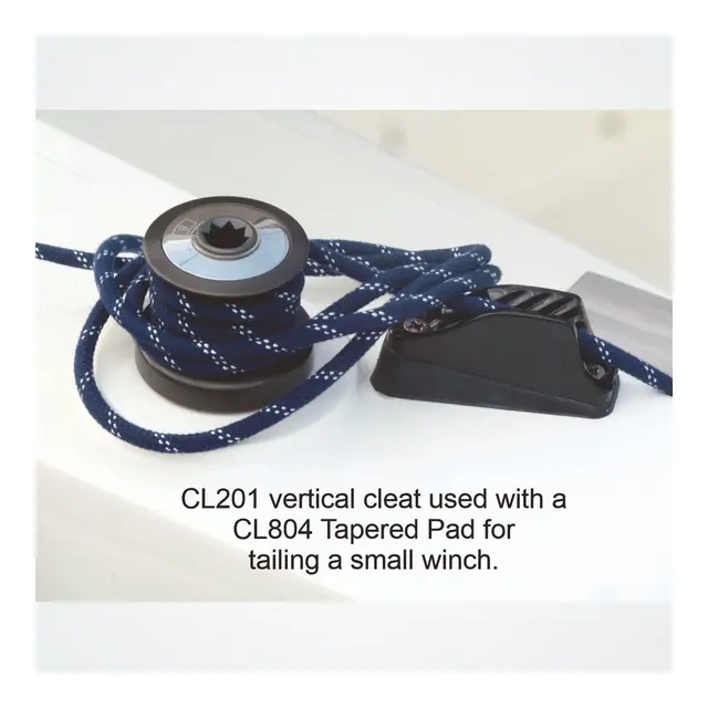 CLAMCLEAT Skjøtelås CL201 vertikal åpen - sort nylon, 6 - 12mm tau 
