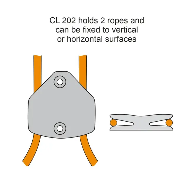 CLAMCLEAT Skjøtelås CL202-SB åpen dobbel - sort nylon, 6 - 10mm tau 