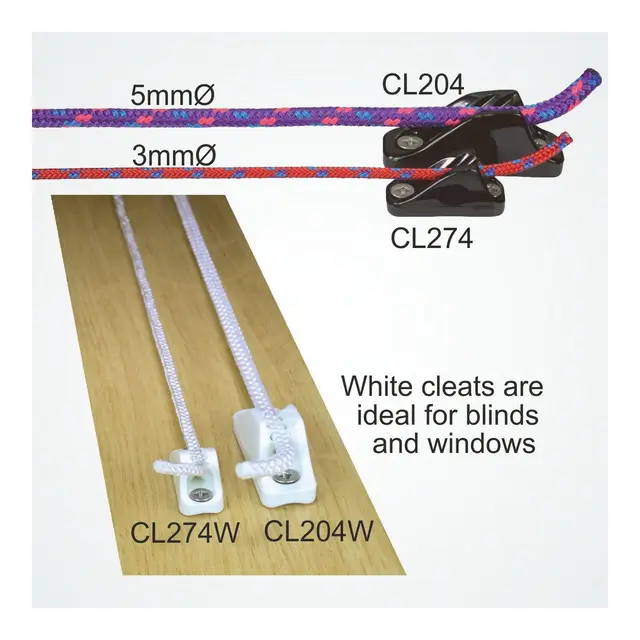 CLAMCLEAT Skjøtelås CL204, Mini åpen - sort nylon, 3 - 6mm tau 