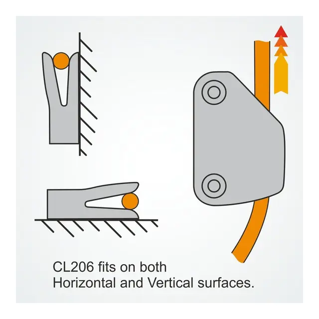 CLAMCLEAT Skjøtelås CL206, Skottmont. åpen styrbord - sort nylon, 6 - 10mm tau 