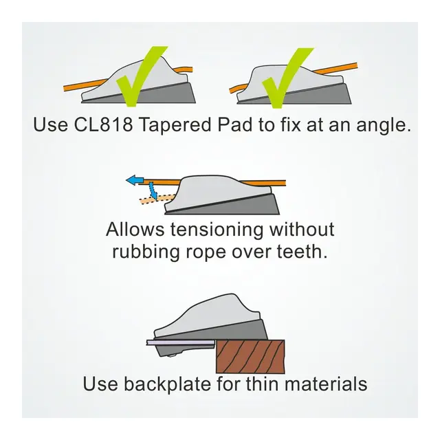 CLAMCLEAT Skjøtelås CL203 Junior lukket - sort nylon, 3 - 6mm tau 