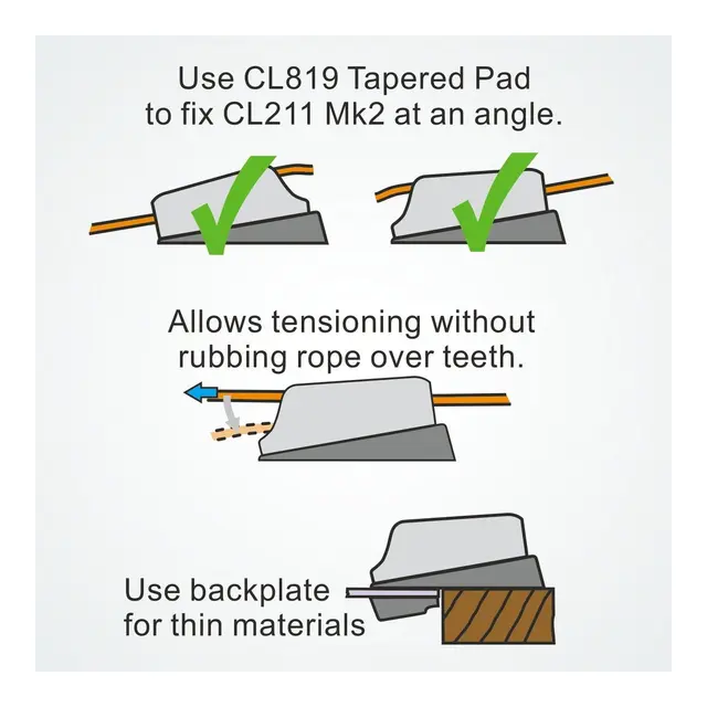 CLAMCLEAT Skjøtelås 211 MK2 Racing åpen - aluminium, 3 - 6mm tau 