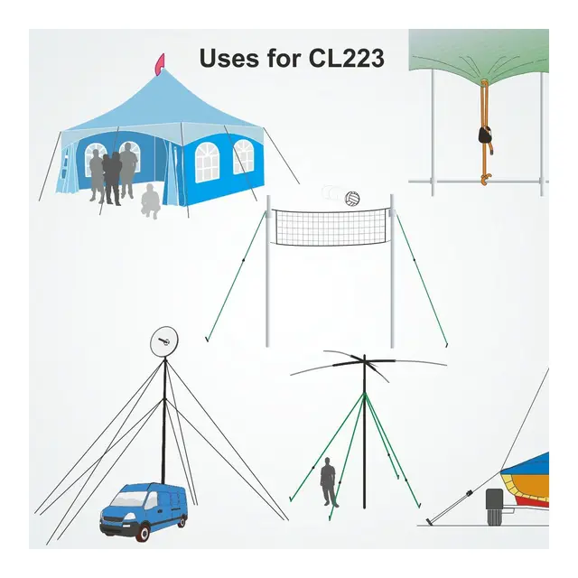 CLAMCLEAT Skjøtelås CL223, Loop sort nylon, 3 - 6mm tau 