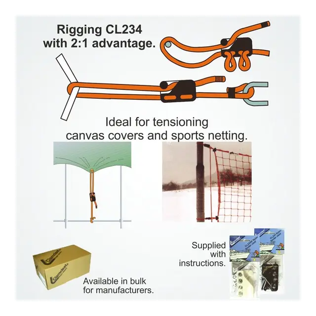 CLAMCLEAT Skjøtelås CL234, Loop sort nylon, 6 - 11mm tau 