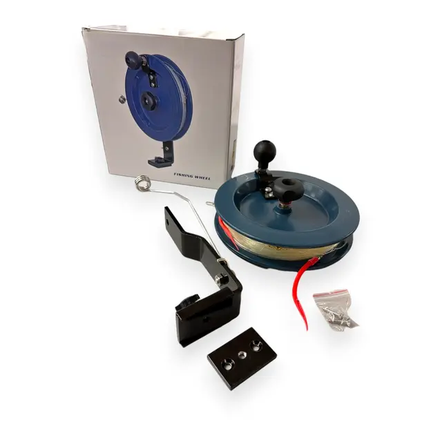 Fiskehjul m/2 stk gummimark Juksesnelle - 0,8mm snøre 