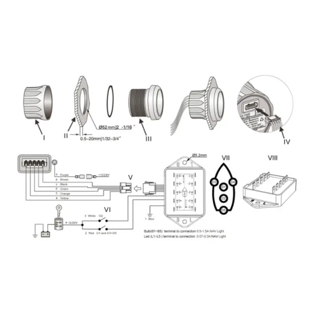WEMA Lanterneindikator sort 12/24V 