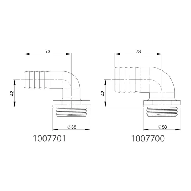 TRUDESIGN Tank Fitting 38mm 90594 - 90° slangestuss 