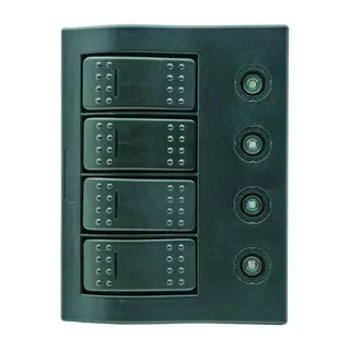 1852M Bryterpanel m/sikringer og LED lys 4 brytere