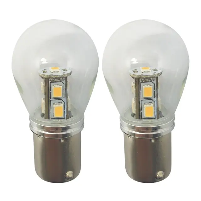 1852M LED Pære m/kuppel 12/24V - 2pk BA15D - Varmhvit - 140 lumen 
