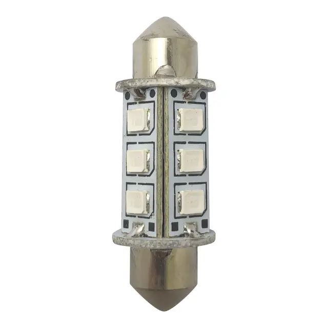 1852M LED Lanternepære 12/24V, 2-pk Festoon 37 - Grønn - 120 lum 
