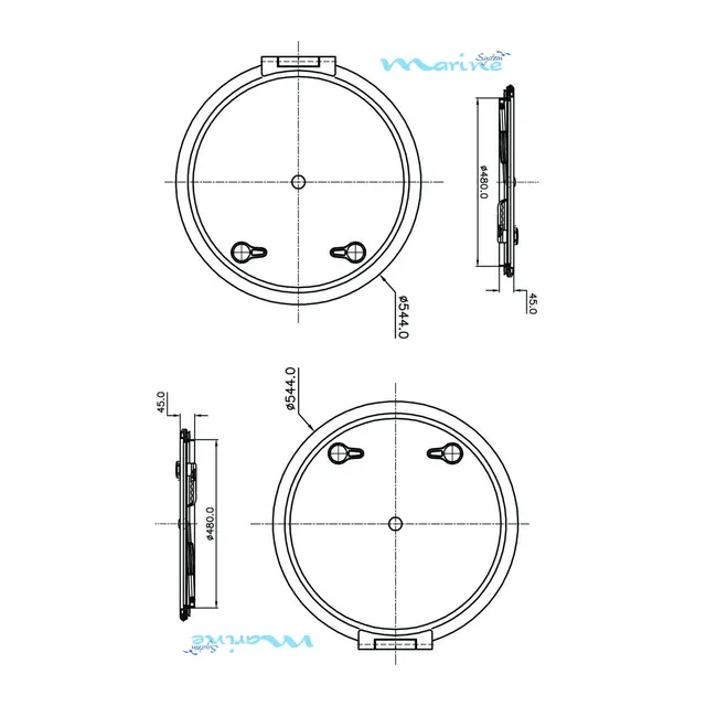 Dekksluke MS alu, Ø522 mm - rund 