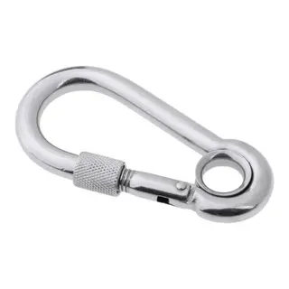 Karabinkrok med &#248;ye og l&#229;s syrefast 316 90 mm - 10 mm &#229;pning - 10 mm &#248;ye