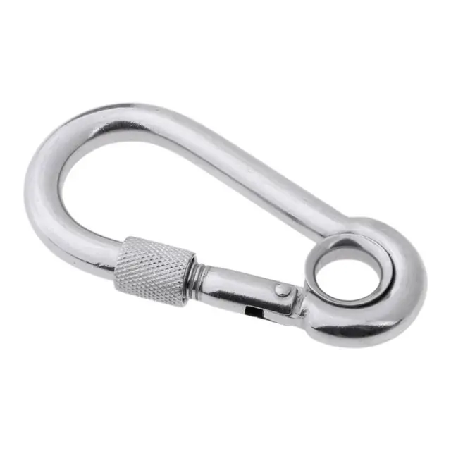 Karabinkrok med øye og lås syrefast 316 70 mm - 8 mm åpning - 7 mm øye 