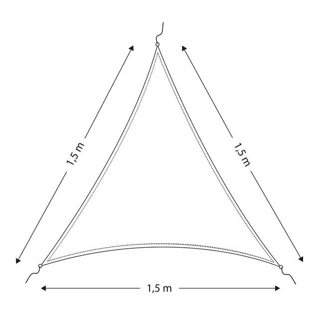 Solseil - triangel 150 x 150 x 150 cm - 600D 