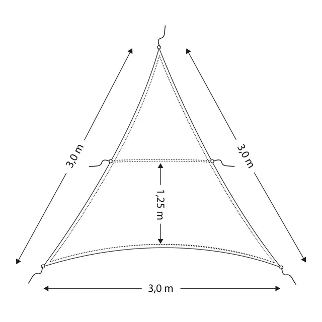 Solseil - triangel 150 x 150 x 150 cm - 600D 