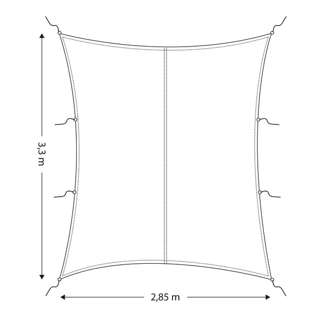 Solseil - rektangulært 330 x 285 cm - 600D 
