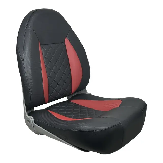 MARINVENT Båtstol MI-CP48 Comfort Sort / rød - Klappstol  - Marine Vinyl 