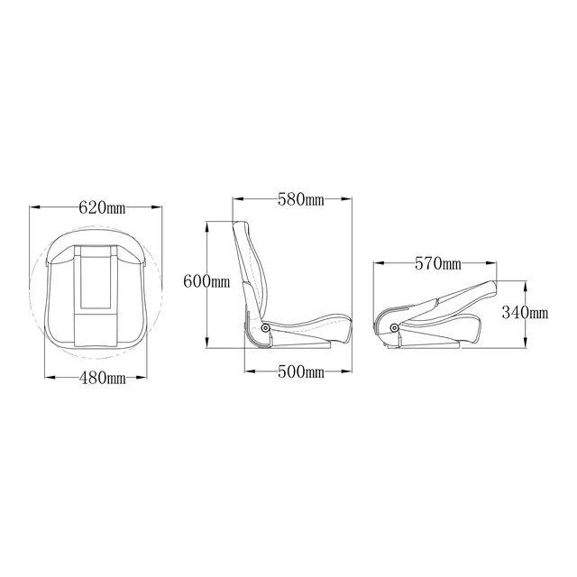 MARINVENT Båtstol MI-CP48 Comfort Klappstol - Sort / lys grå 