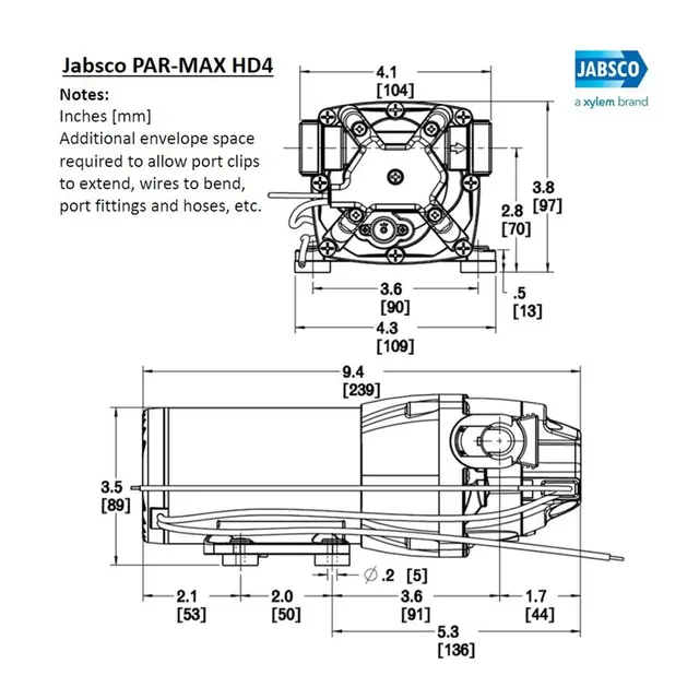 JABSCO Par-Max HD4 - 24V - 40PSI 15-16 l pr minutt - Q402J-115S-3A 