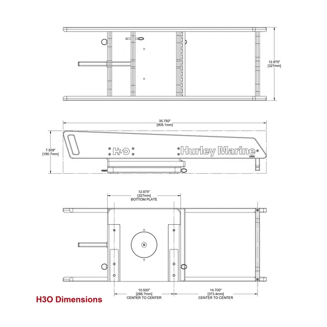 HURLEY H30 daviter med vinsj - Sort Krybbe til bladeplatform og brygge 