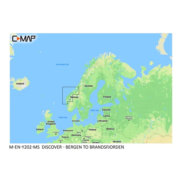 C-MAP Discover elektronisk kart M-EN-Y204-MS: Fiskebäckskil til Lyngdal 
