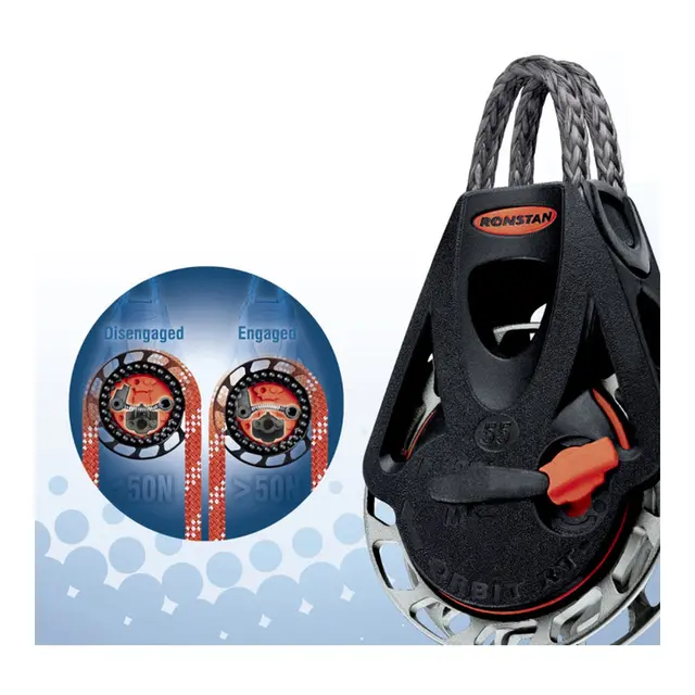 RONSTAN Tikkeblokk Orbit 55 enkel Ø55mm trinse - 10mm tau - man/auto 