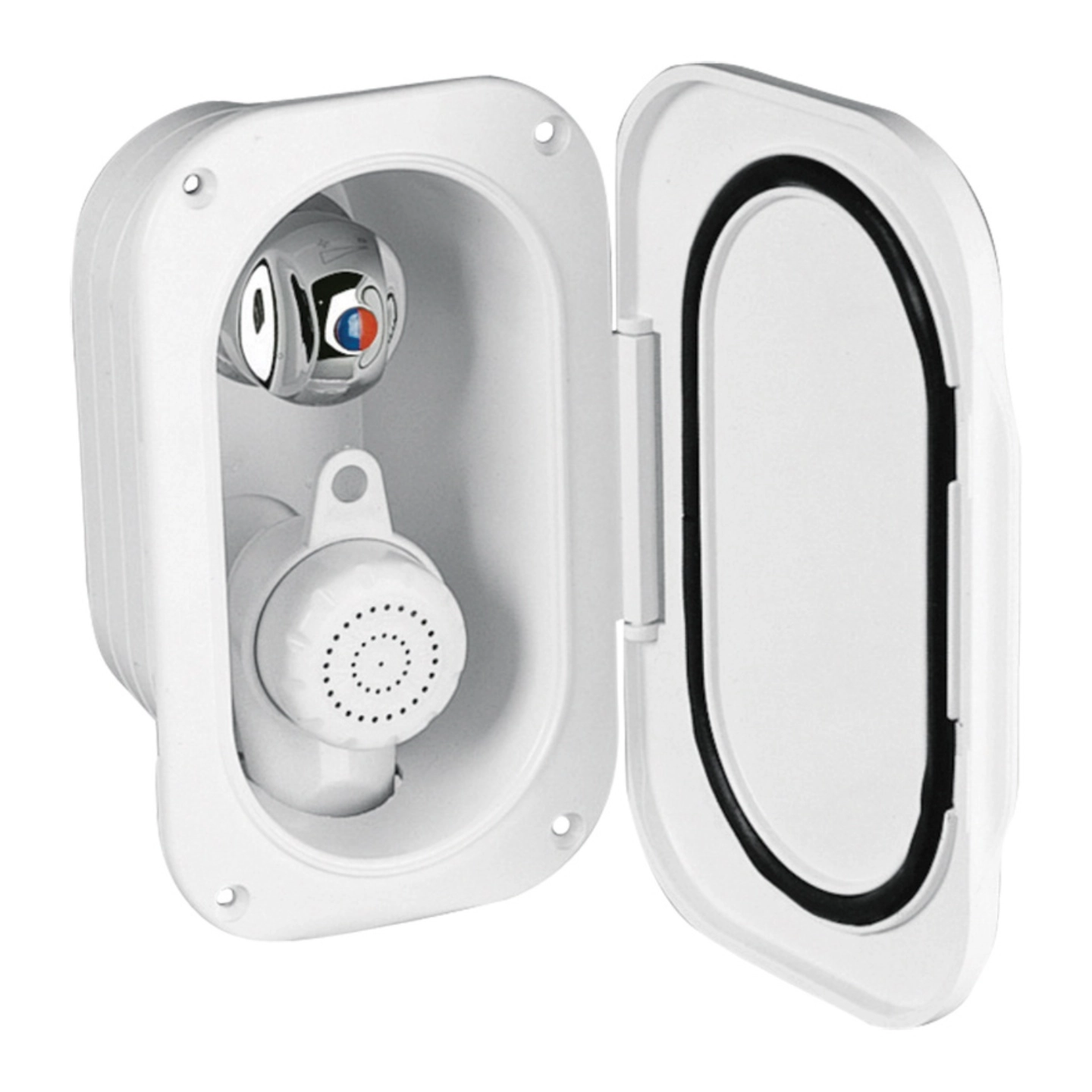 Dusjblander i veggboks m/dør- hvit m/ dusjhode - 3m slange