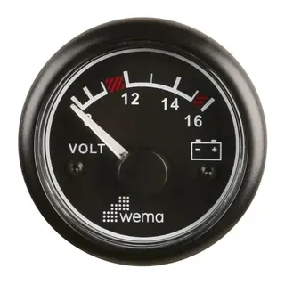 WEMA Voltmeter analog 8-16V sort