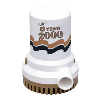 RULE Lensepumpe 2000 GPH, 12V SUPER Org nr 09 - 7600 l/t - 1 1/8 stuss