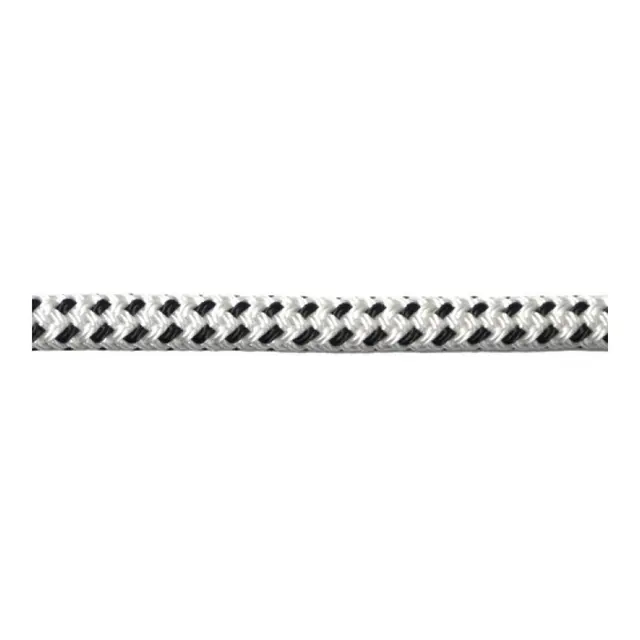 ROBLINE Rio, hvit m/sorte spett 12mm Mykt 8-tråders PES - metervare 