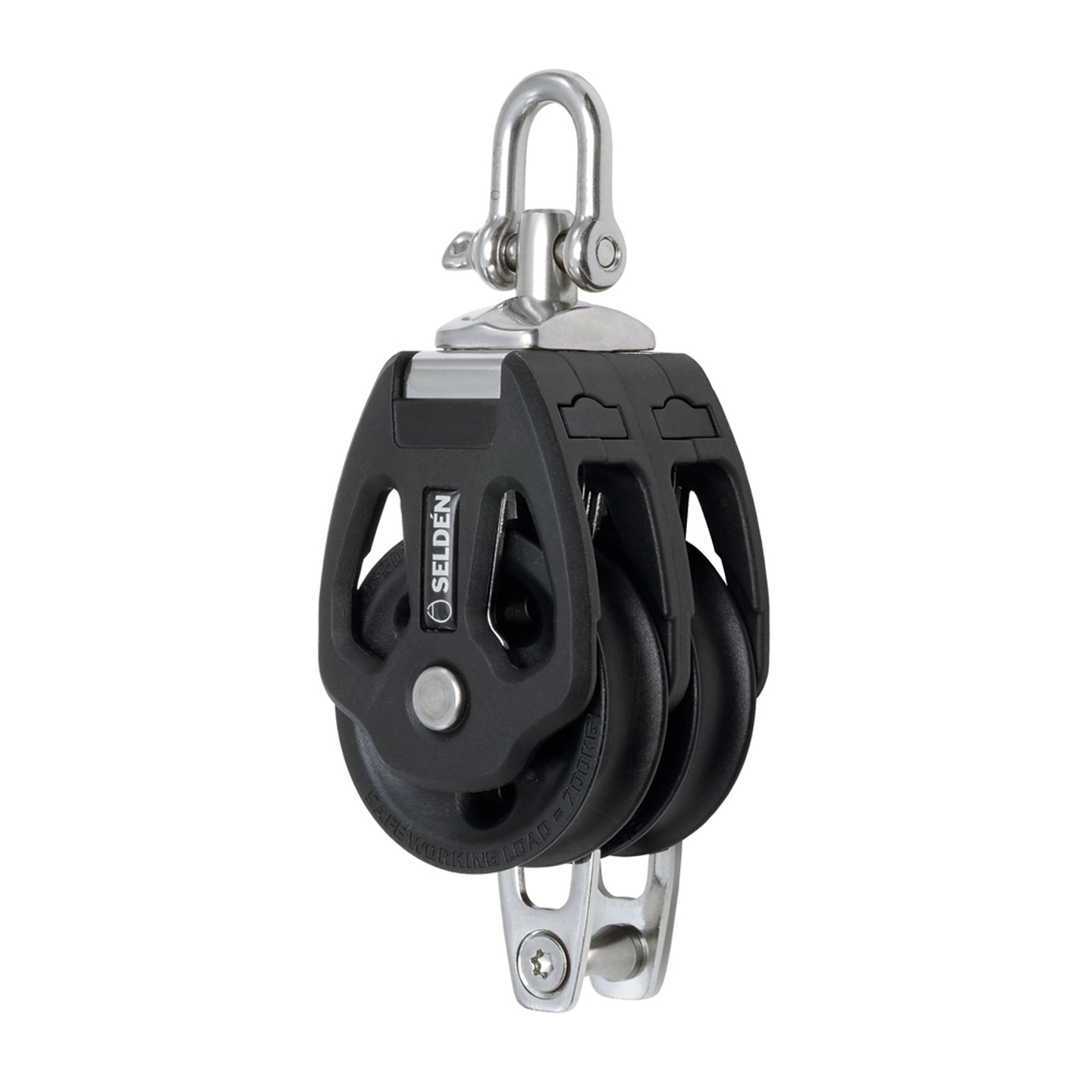 SELDÈN Blokk PBB60 dobbel/hundsvott m/glidelager, Ø60mm trinser