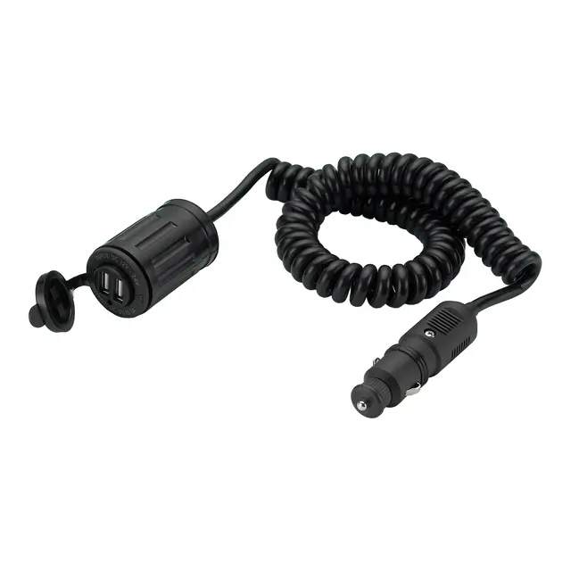 USB-lader dobbel kontakt m/sig. støpsel og ledning 12V 