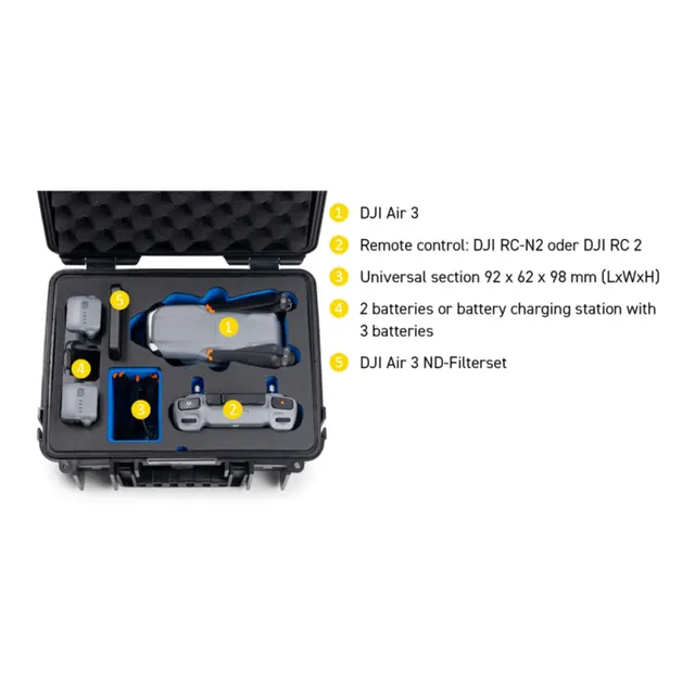 B&W Outdoor Case Type 3000- Sort DJI Air 3 / 3S - 365 x 295 x 170 mm 