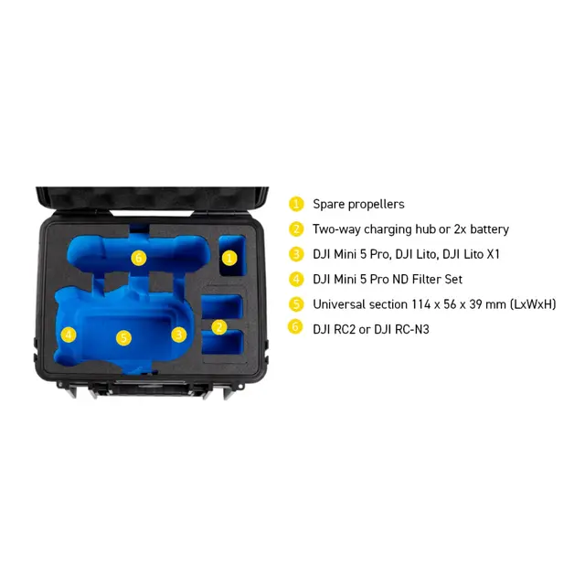 B&W Outdoor Case Type 2000 - Sort for DJI Mini 5 PRO - 270 x 215 x 165 mm 