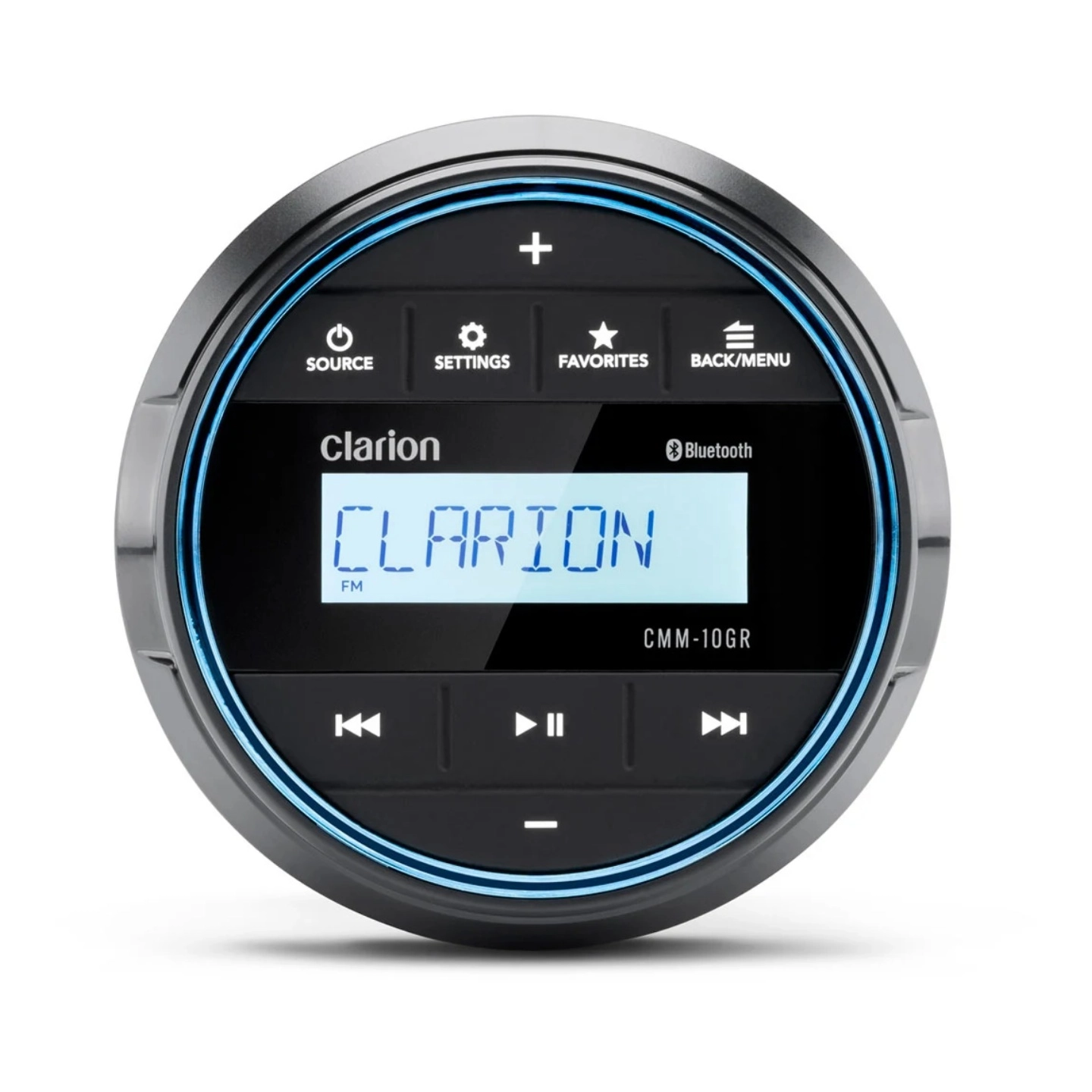 CLARION Rund Marine stereo - CMM10GR Passer i 3" instrumenthull - 4 x 20W