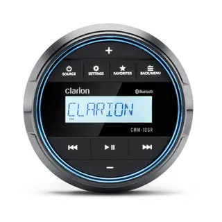 CLARION Rund Marine stereo - CMM10GR Passer i 3" instrumenthull - 4 x 20W