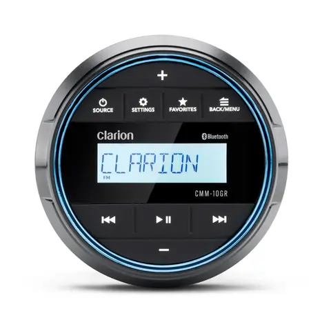 CLARION Rund Marine stereo - CMM10GR Passer i 3" instrumenthull - 4 x 20W