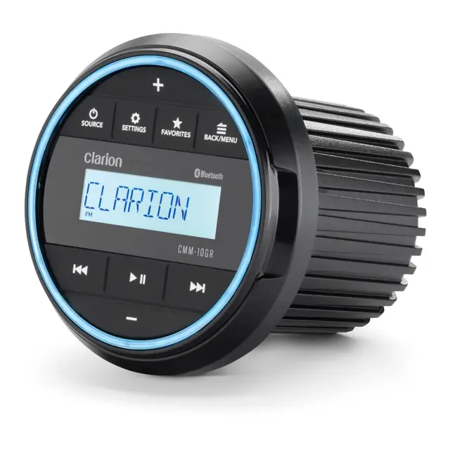 CLARION Rund Marine stereo - CMM10GR Passer i 3" instrumenthull - 4 x 20W 