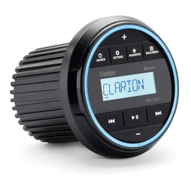 CLARION Rund Marine stereo - CMM10GR Passer i 3" instrumenthull - 4 x 20W 