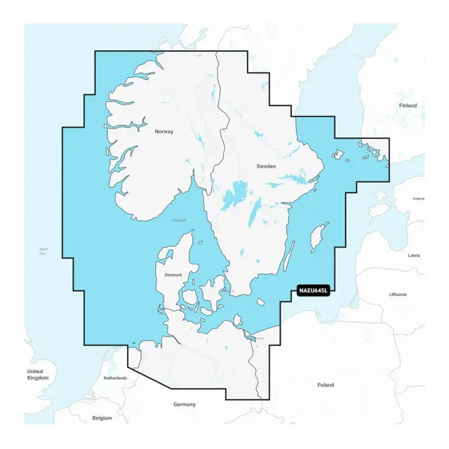 NAVIONICS+ Sjøkart for kartplottere NAEU645L: Skagerak - Nordsjøen Syd m.m 
