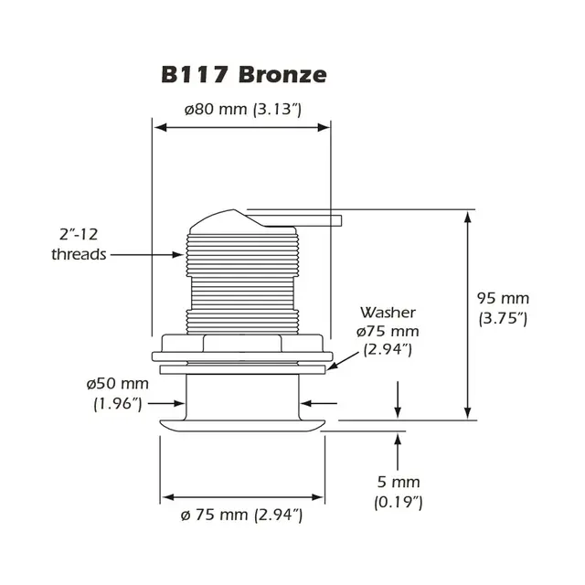 GARMIN Gj bronsesvinger dybde, temp 8-pin - 600W - 50/200 kHz (Airmar B117) 