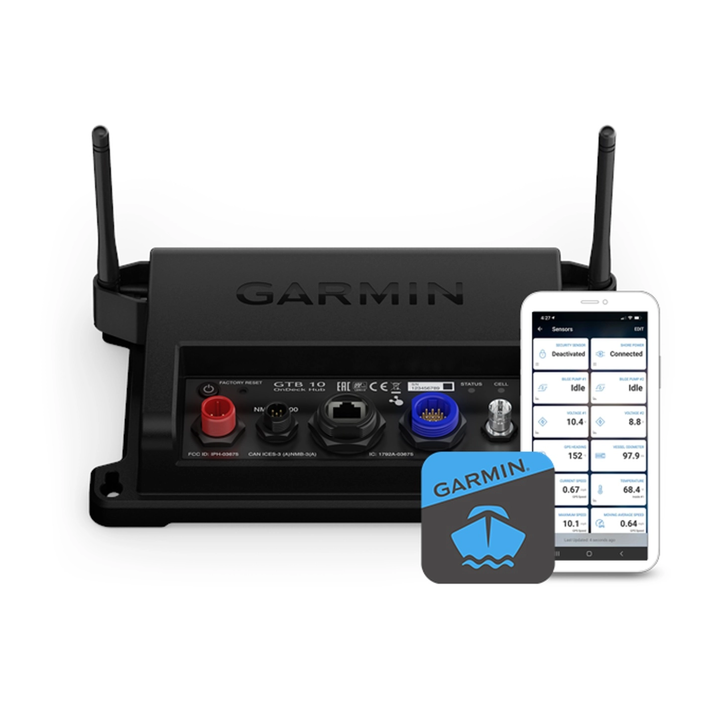 GARMIN OnDeck™ Hub (inkl. sensorer) Mobilovervåkning og sporing for båten