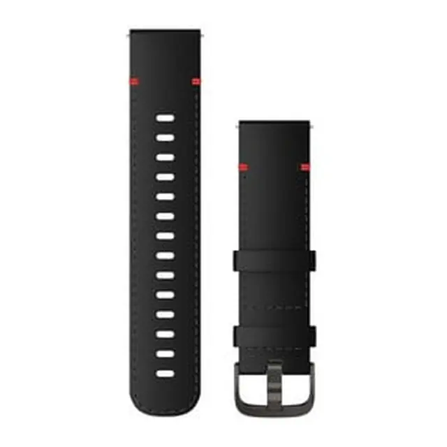 GARMIN klokke - hurtigutløsningsremmer Sort skinn m/ skifergrå anordning-22 mm, 