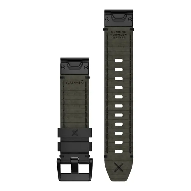 GARMIN QuickFit 22 klokkerem sort Horween® ekte skinn 